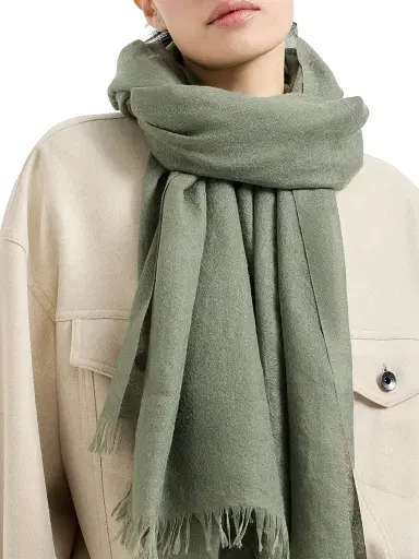 Brunello Cucinelli Women's Cashmere and Silk Scarf - Green | Thumbnail 2 Brunello Cucinelli Women's Cashmere and Silk Scarf - Green | Thumbnail 2