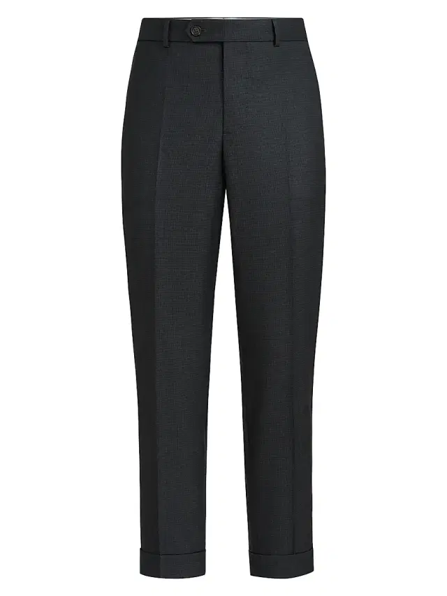 Brunello Cucinelli Men's Virgin Wool Houndstooth Trousers - Anthracite