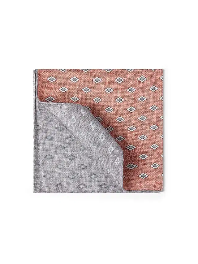 Brunello Cucinelli Men's Silk Pocket Square with Diamond Pattern