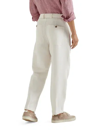 Brunello Cucinelli Men's Linen and Cotton Drill Trousers with Patch Pockets and Drawstring | Thumbnail 3 Brunello Cucinelli Men's Linen and Cotton Drill Trousers with Patch Pockets and Drawstring | Thumbnail 3