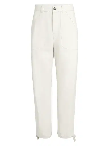 Brunello Cucinelli Men's Linen and Cotton Drill Trousers with Patch Pockets and Drawstring | Thumbnail 1 Brunello Cucinelli Men's Linen and Cotton Drill Trousers with Patch Pockets and Drawstring | Thumbnail 1
