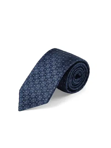 Brunello Cucinelli Men's Geometric Patterned Silk Tie - Blue | Thumbnail 3 Brunello Cucinelli Men's Geometric Patterned Silk Tie - Blue | Thumbnail 3