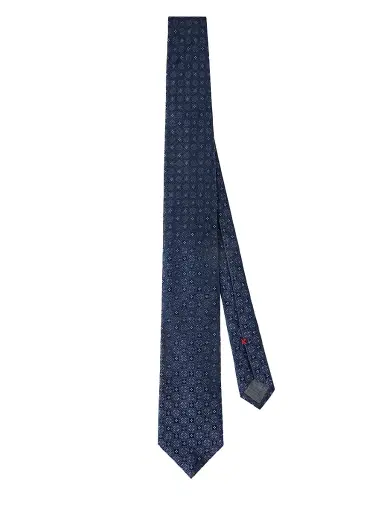 Brunello Cucinelli Men's Geometric Patterned Silk Tie - Blue | Thumbnail 1 Brunello Cucinelli Men's Geometric Patterned Silk Tie - Blue | Thumbnail 1
