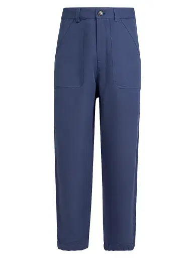 Brunello Cucinelli Men's Linen and Cotton Drill Trousers with Patch Pockets and Drawstring | Thumbnail 1 Brunello Cucinelli Men's Linen and Cotton Drill Trousers with Patch Pockets and Drawstring | Thumbnail 1