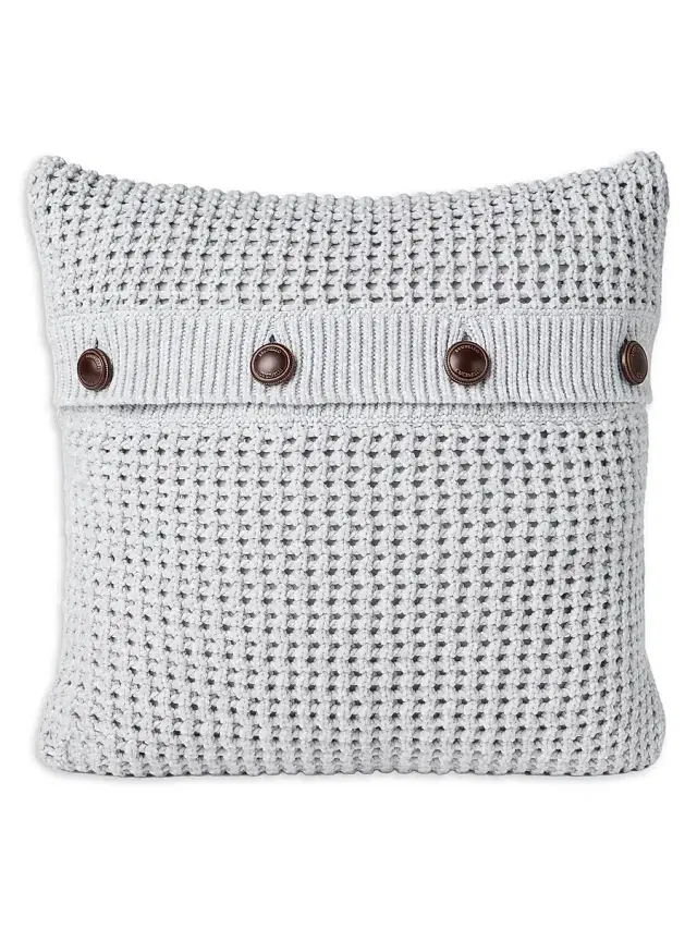Brunello Cucinelli Cotton Feather Yarn Net Knit Cushion - Light Grey