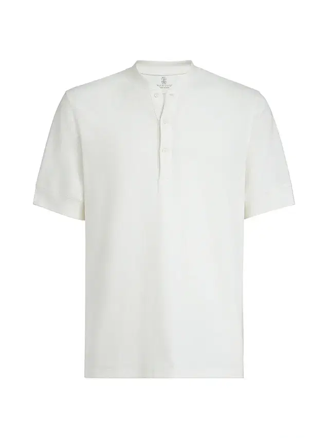 Brunello Cucinelli Men's Cotton Waffle Jersey T-Shirt with Henley Collar - Off White