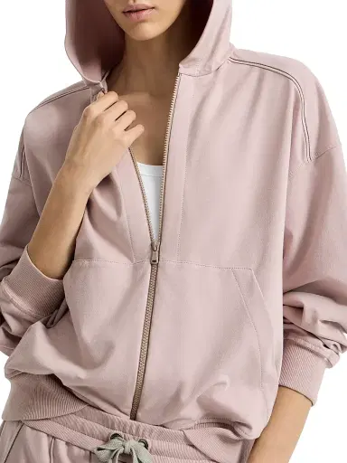 Brunello Cucinelli Women's Stretch Cotton Lightweight French Terry Hooded Sweatshirt | Thumbnail 5 Brunello Cucinelli Women's Stretch Cotton Lightweight French Terry Hooded Sweatshirt | Thumbnail 5