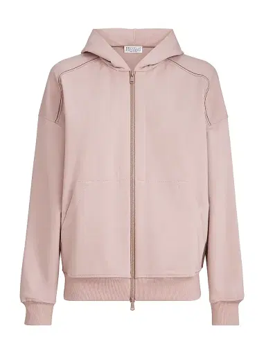 Brunello Cucinelli Women's Stretch Cotton Lightweight French Terry Hooded Sweatshirt | Thumbnail 1 Brunello Cucinelli Women's Stretch Cotton Lightweight French Terry Hooded Sweatshirt | Thumbnail 1