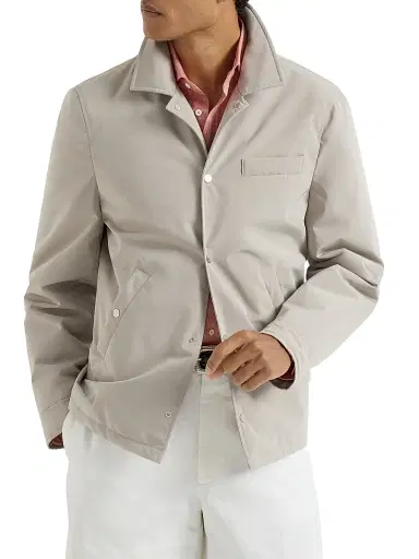 Brunello Cucinelli Men's Bonded Nylon Outerwear Jacket with Thermore Padding - Dove - Size 38 | Thumbnail 2