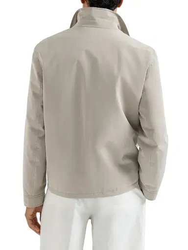 Brunello Cucinelli Men's Bonded Nylon Outerwear Jacket with Thermore Padding - Dove - Size 38 | Thumbnail 3