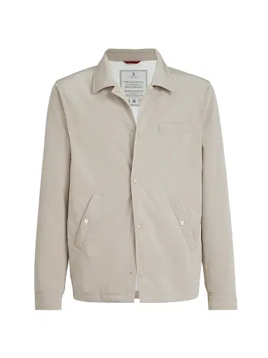 Brunello Cucinelli Men's Bonded Nylon Outerwear Jacket with Thermore Padding - Dove - Size 38 | Thumbnail 1