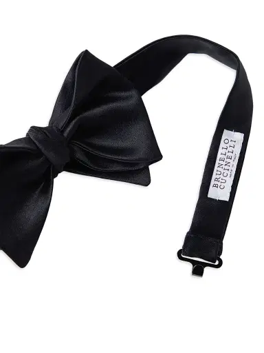 Brunello Cucinelli Men's Cotton and Silk Satin Bow Tie | Thumbnail 3
