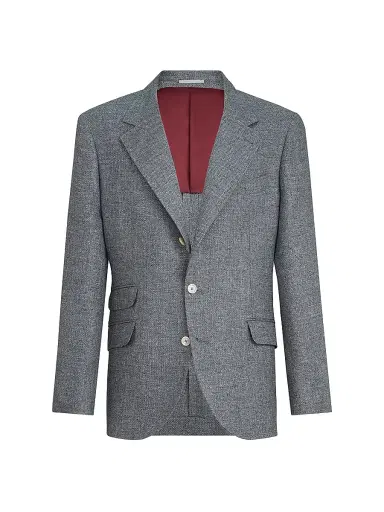 Brunello Cucinelli Men's Silk, Linen and Wool Hopsack Deconstructed Cavallo Blazer | Thumbnail 2