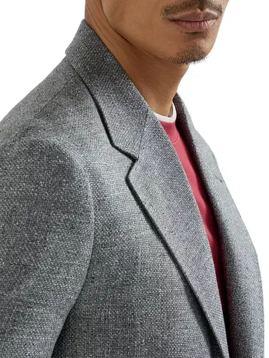 Brunello Cucinelli Men's Silk, Linen and Wool Hopsack Deconstructed Cavallo Blazer | Thumbnail 4