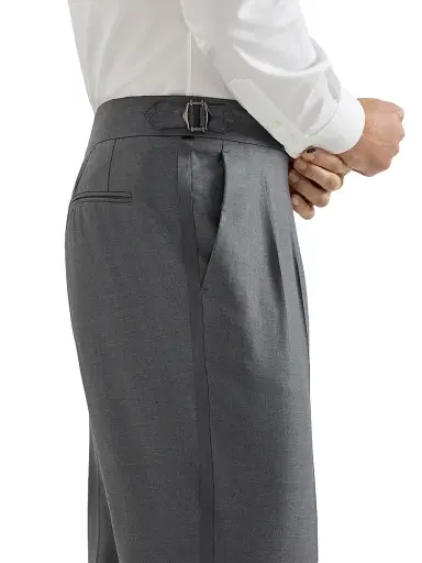 Brunello Cucinelli Men's Lightweight Twill Tuxedo Trousers with Double Pleats | Thumbnail 5 Brunello Cucinelli Men's Lightweight Twill Tuxedo Trousers with Double Pleats | Thumbnail 5