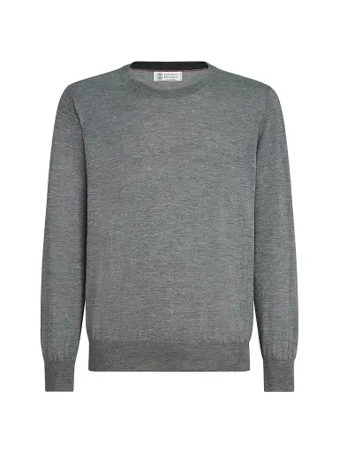 Brunello Cucinelli Men's Cashmere and Silk Lightweight Sweater - Dark Grey - Size 34 | Thumbnail 1