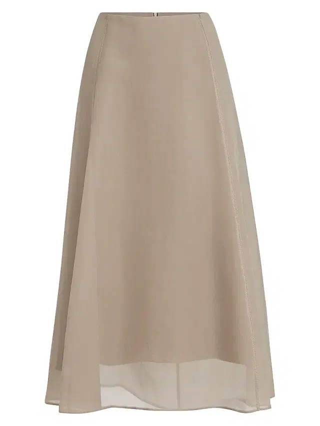 Brunello Cucinelli Women's Crispy Silk Circle Skirt - Rope