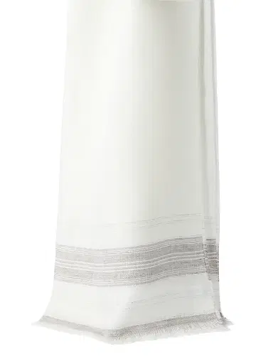 Brunello Cucinelli Men's Embroidered Linen Scarf | Thumbnail 2 Brunello Cucinelli Men's Embroidered Linen Scarf | Thumbnail 2