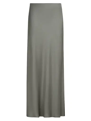 Brunello Cucinelli Women's Satin Cady Fluid Bias Cut Skirt - Olive | Thumbnail 1
