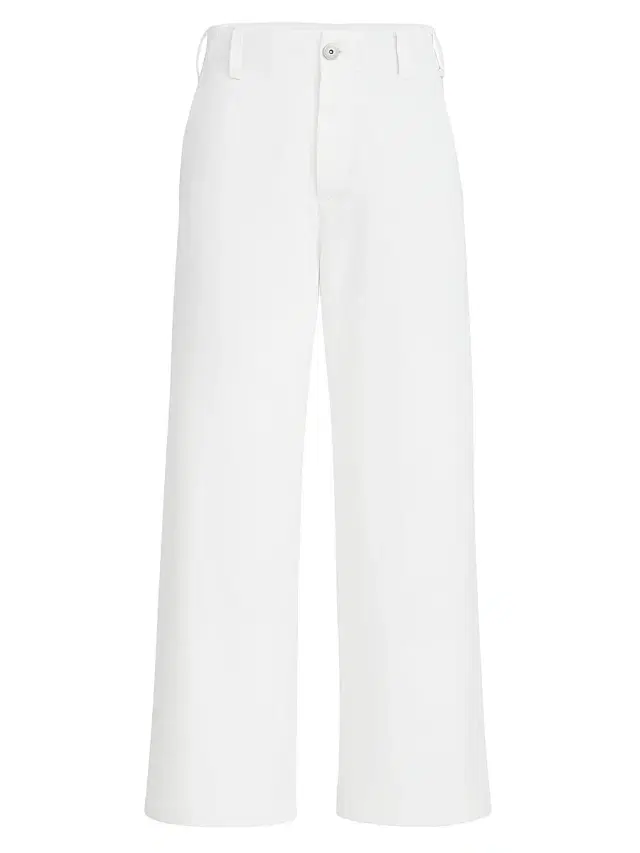 Brunello Cucinelli Women's Cotton and Linen Gabardine Cropped Chino Trousers - White