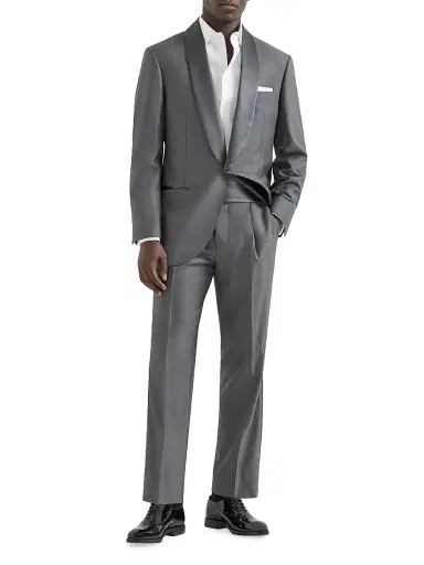 Brunello Cucinelli Men's Tuxedo with Shawl Lapel Jacket and Trousers with Pleats | Thumbnail 1 Brunello Cucinelli Men's Tuxedo with Shawl Lapel Jacket and Trousers with Pleats | Thumbnail 1