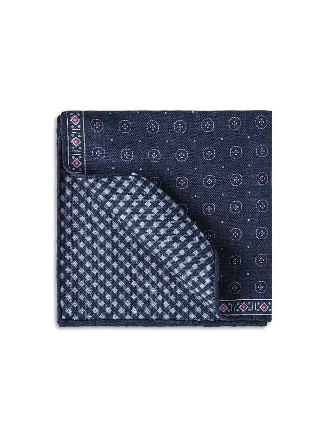 Brunello Cucinelli Men's Silk Ethnic Patterned Pocket Square - Navy Blue