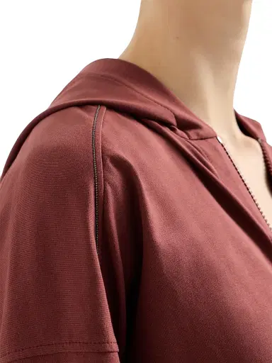 Brunello Cucinelli Women's Stretch Cotton Lightweight French Terry Hooded Sweatshirt | Thumbnail 4 Brunello Cucinelli Women's Stretch Cotton Lightweight French Terry Hooded Sweatshirt | Thumbnail 4