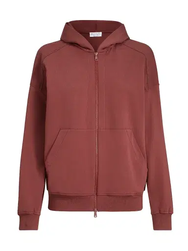 Brunello Cucinelli Women's Stretch Cotton Lightweight French Terry Hooded Sweatshirt | Thumbnail 1 Brunello Cucinelli Women's Stretch Cotton Lightweight French Terry Hooded Sweatshirt | Thumbnail 1