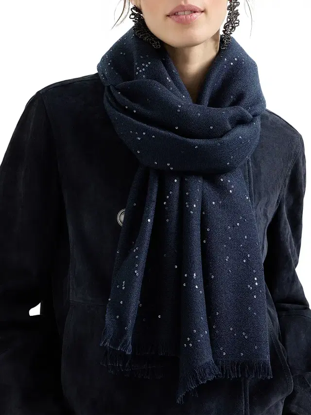 Brunello Cucinelli Women's Cashmere and Silk Diamond Yarn Scarf - Blue