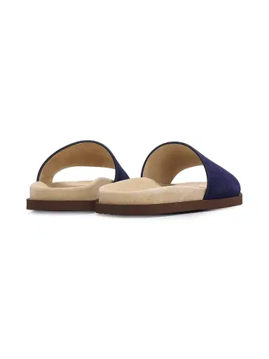 Brunello Cucinelli Men's Suede Slide Sandals - Blue - Size 11 | Thumbnail 3