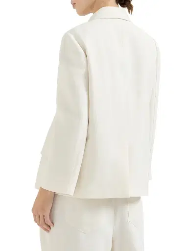Brunello Cucinelli Women's Viscose and Linen Fluid Twill Blazer with Monili - Ivory - Size 16 | Thumbnail 3 Brunello Cucinelli Women's Viscose and Linen Fluid Twill Blazer with Monili - Ivory - Size 16 | Thumbnail 3