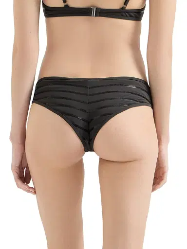 Brunello Cucinelli Women's Dazzling Stripes Bikini Bottoms in Techno Jersey with Monili | Thumbnail 3 Brunello Cucinelli Women's Dazzling Stripes Bikini Bottoms in Techno Jersey with Monili | Thumbnail 3