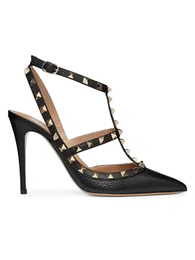 Valentino Garavani Women's Rockstud Ankle Strap Pumps 100 MM - Black - Size 11.5 | Thumbnail 1 Valentino Garavani Women's Rockstud Ankle Strap Pumps 100 MM - Black - Size 11.5 | Thumbnail 1
