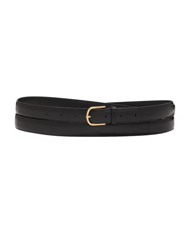 Black Slim Trouser Leather Belt