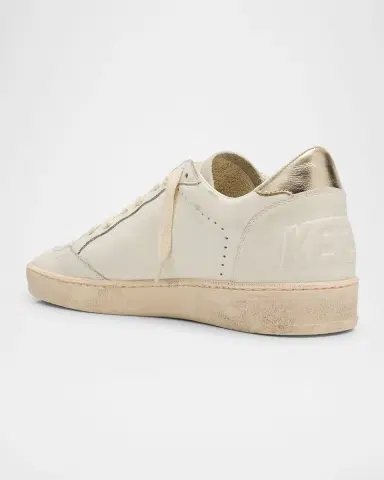 Golden Goose Ball Star Mixed Leather Low-Top Sneakers with Functional Locket | Thumbnail 3