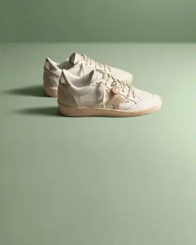 Golden Goose Ball Star Mixed Leather Low-Top Sneakers with Functional Locket | Thumbnail 4