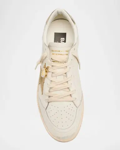 Golden Goose Ball Star Mixed Leather Low-Top Sneakers with Functional Locket | Thumbnail 5