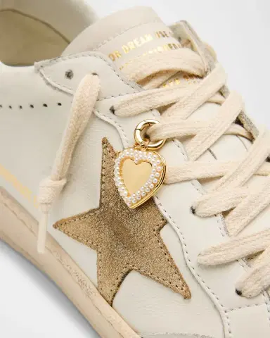 Golden Goose Ball Star Mixed Leather Low-Top Sneakers with Functional Locket | Thumbnail 6