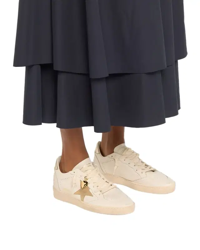 Golden Goose Ball Star Mixed Leather Low-Top Sneakers with Functional Locket