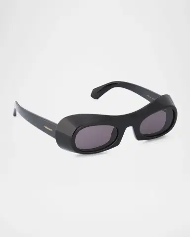 Ferragamo Men's 51mm Classic Logo Plastic Oval Sunglasses | Thumbnail 3