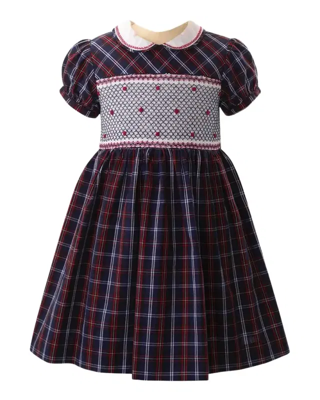 Rachel Riley Girl 's Check-Print Smocked Dress, Size 2-10