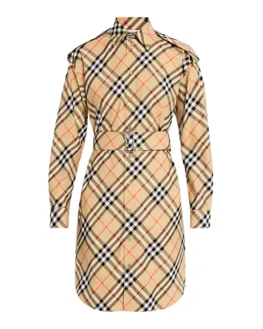 Burberry Check Belted Long-Sleeve Shirtdress | Thumbnail 1 Burberry Check Belted Long-Sleeve Shirtdress | Thumbnail 1