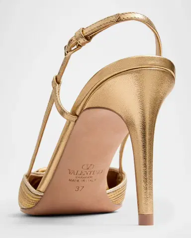 Valentino Garavani VLogo Metallic Slingback Pumps | Thumbnail 3 Valentino Garavani VLogo Metallic Slingback Pumps | Thumbnail 3