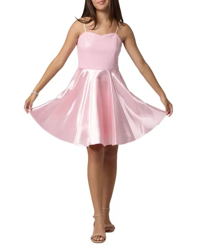 Un Deux Trois Girl 's Sequin & Satin Combo Dress, Size 7-16