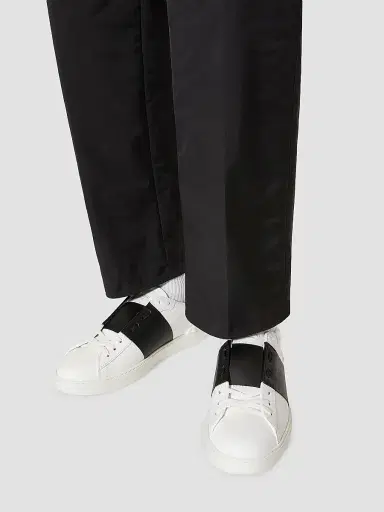 Valentino Garavani Men's Calfskin Open Sneakers - White Black - Size 12.5 | Thumbnail 6