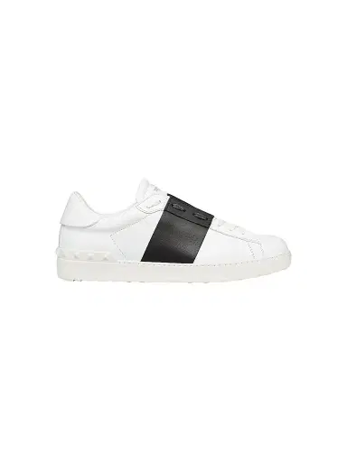 Valentino Garavani Men's Calfskin Open Sneakers - White Black - Size 12.5 | Thumbnail 1