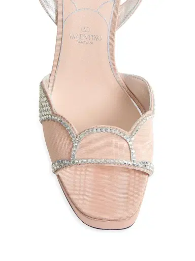 Valentino Garavani Women's Bowow Platform 115MM Sandals in Moiré Fabric - Beige Silver - Size 9.5 | Thumbnail 6
