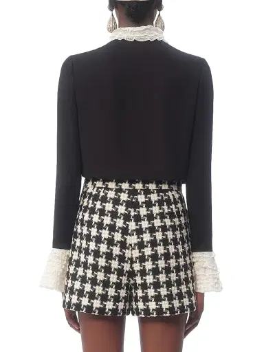 Valentino Garavani Women's Georgette Blouse - Black Ivory - Size 6 | Thumbnail 4 Valentino Garavani Women's Georgette Blouse - Black Ivory - Size 6 | Thumbnail 4