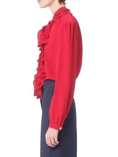 Valentino Garavani Women's Crepe De Chine Shirt - Red | Thumbnail 4