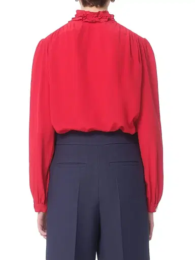 Valentino Garavani Women's Crepe De Chine Shirt - Red | Thumbnail 5